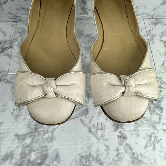 Valentino Garavani Bow Ballet Flats Size 38.5/7.5 Blush Pink Nude Nubuck Leather - Picture 4 of 8